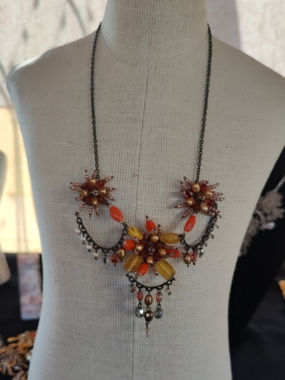 Handcrafted Multicolor Floral Bead Necklace - Women Jewelry